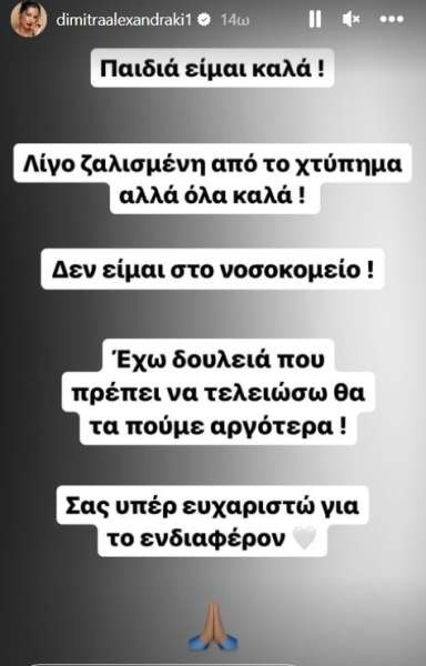 Χτύπημα από πίσω χωρίς φρενάρισμα: Το μοντέλο Δήμητρα Αλεξανδράκη σε τροχαίο ατύχημα