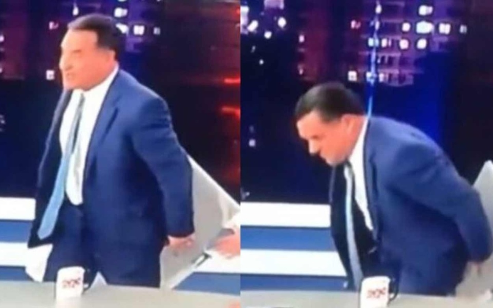 Τα γρήγορα αντανακλαστικά του Έλληνα υπουργού Άδωνι Γεωργιάδη τον σώζουν από πτώση από καρέκλα σε ζωντανή εκπομπή>