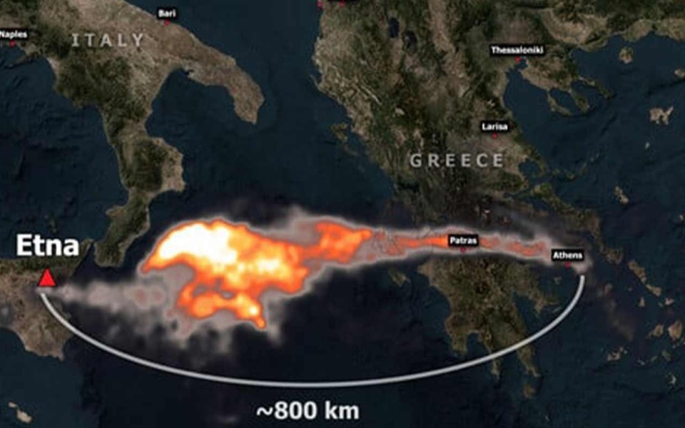 Έκρηξη του ηφαιστείου της Αίτνας: Ο καπνός φτάνει στην Αθήνα, δημιουργώντας αποπνικτική ατμόσφαιρα>