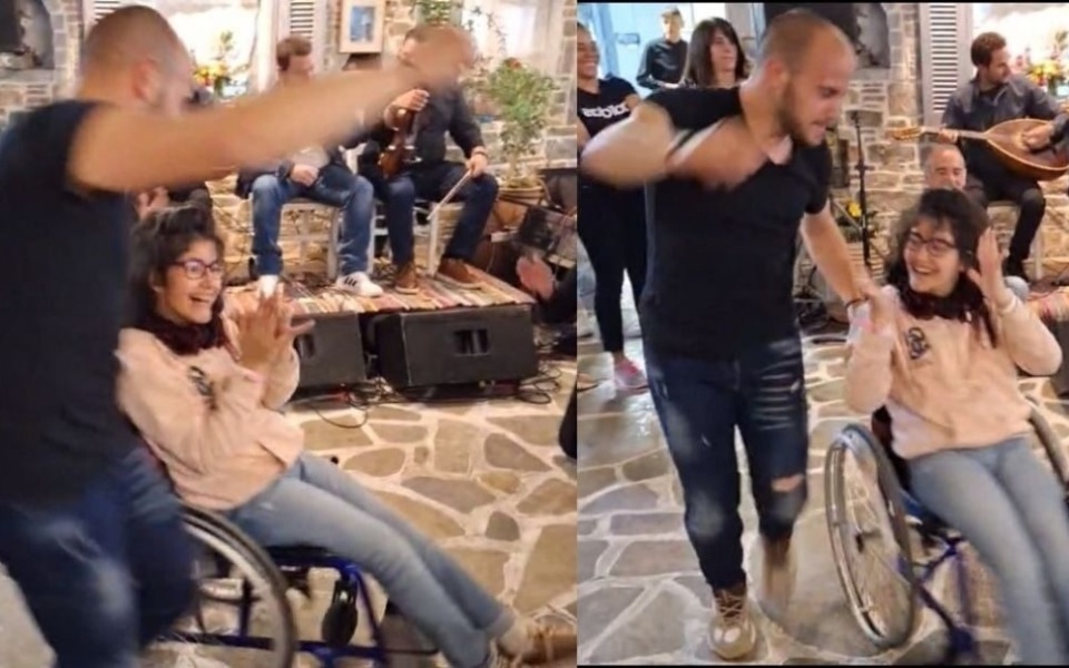Εμπνευσμένο βίντεο και μαθήματα ζωής από μια γιορτή γενεθλίων: Η Αργυρώ από την Αμοργό χορεύει μπάλα με αναπηρικό αμαξίδιο και γίνεται viral>