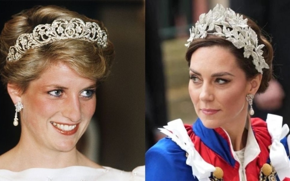 Η Κέιτ Μίντλετον τιμά την πριγκίπισσα Νταϊάνα και σπάει την παράδοση στη στέψη του βασιλιά Καρόλου με Alexander McQueen και σκουλαρίκια Collingwood>