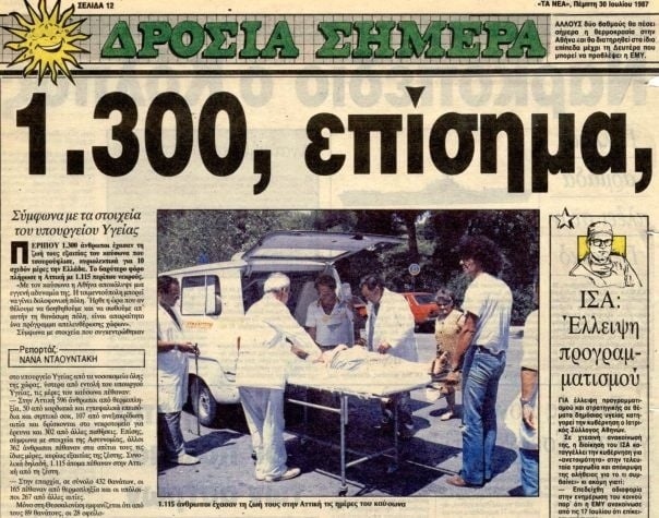Πρωτοφανής τραγωδία αφήνει 1300 νεκρούς: Θανατηφόρος καύσωνας του 1987 στην Ελλάδα